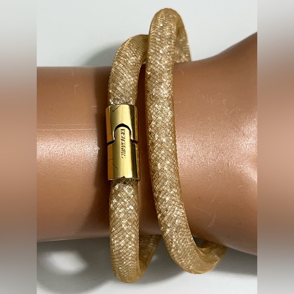 Swarovski Stardust Champagne Crystal Mesh Double Wrap Bracelet Choker Necklace - Picture 1 of 11